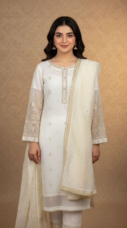 Embroidered Organza Dress