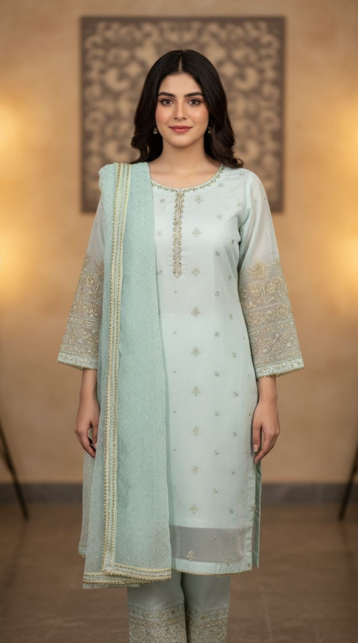Embroidered Organza Dress