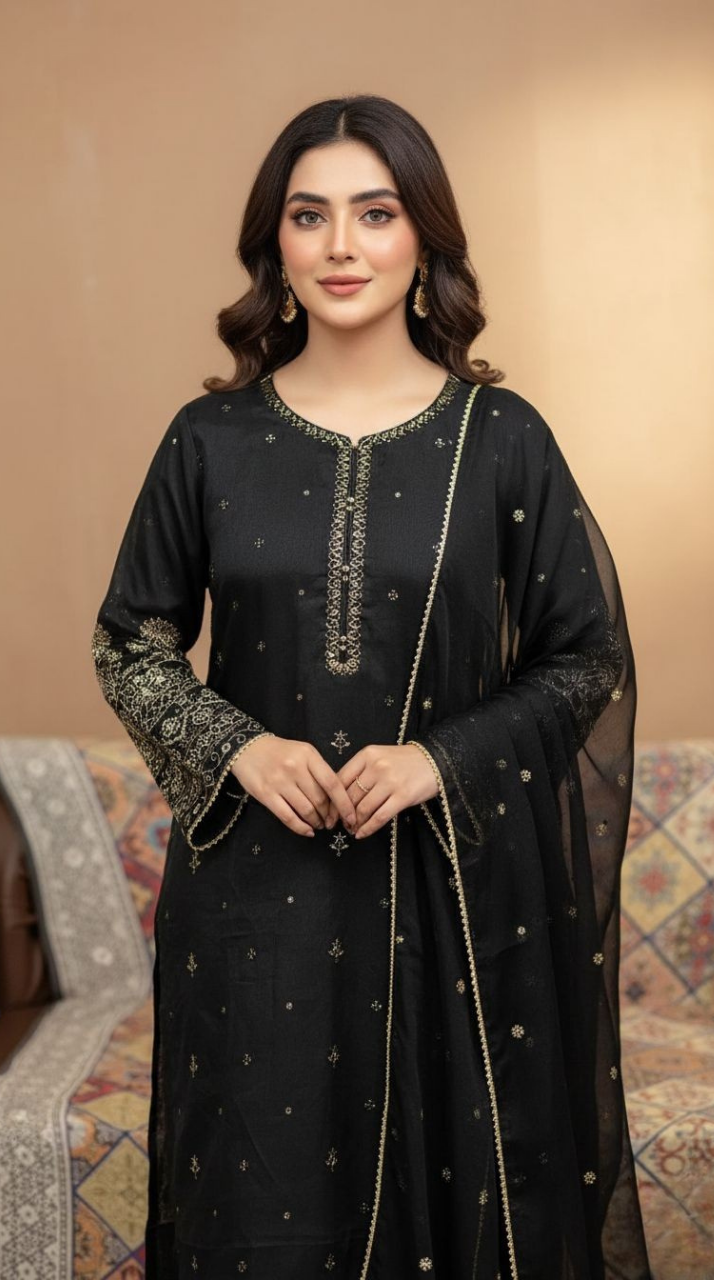 Embroidered Organza Dress