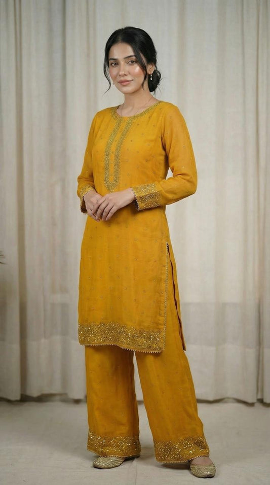 Mukesh Stone Chiffon Dress