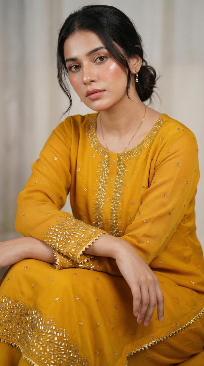 Mukesh Stone Chiffon Dress