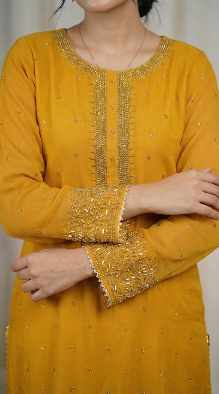 Mukesh Stone Chiffon Dress