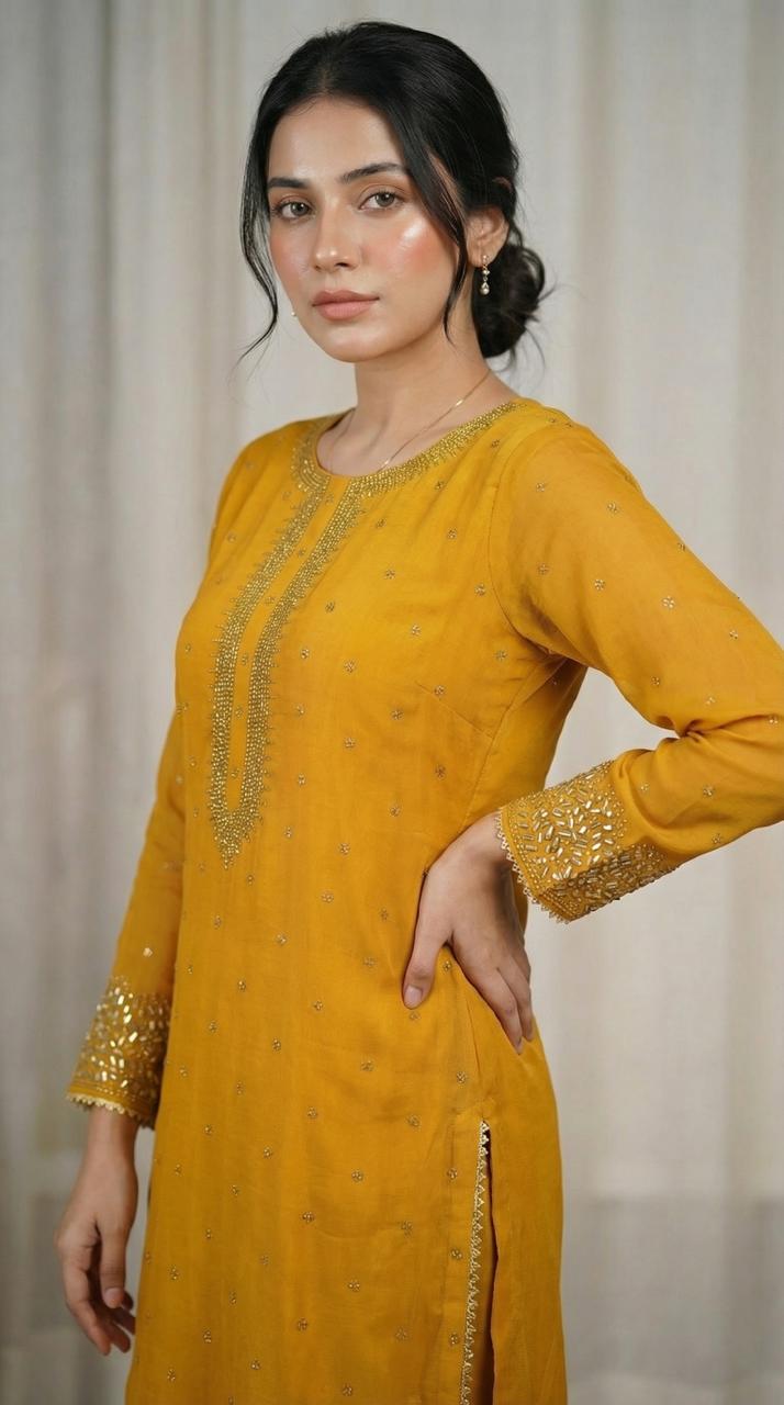 Mukesh Stone Chiffon Dress
