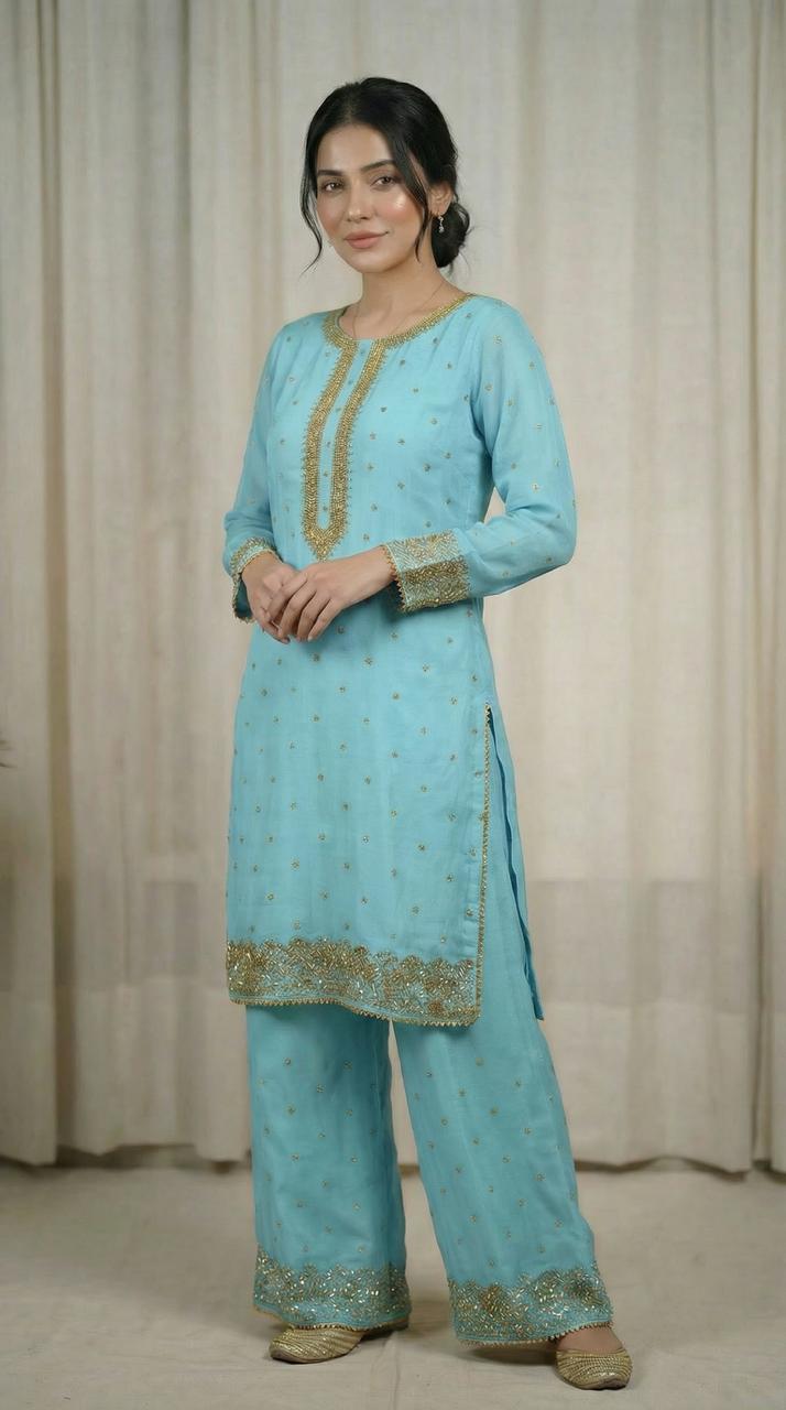 Mukesh Stone Chiffon Dress
