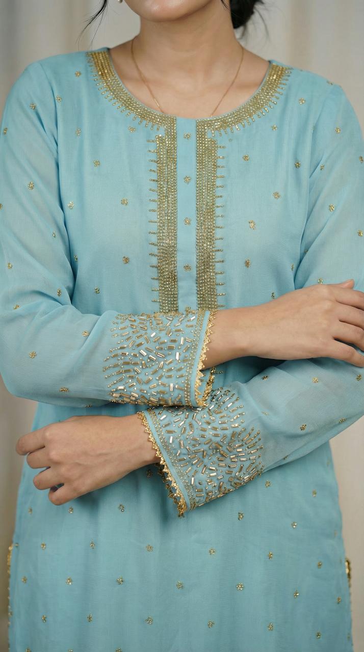 Mukesh Stone Chiffon Dress