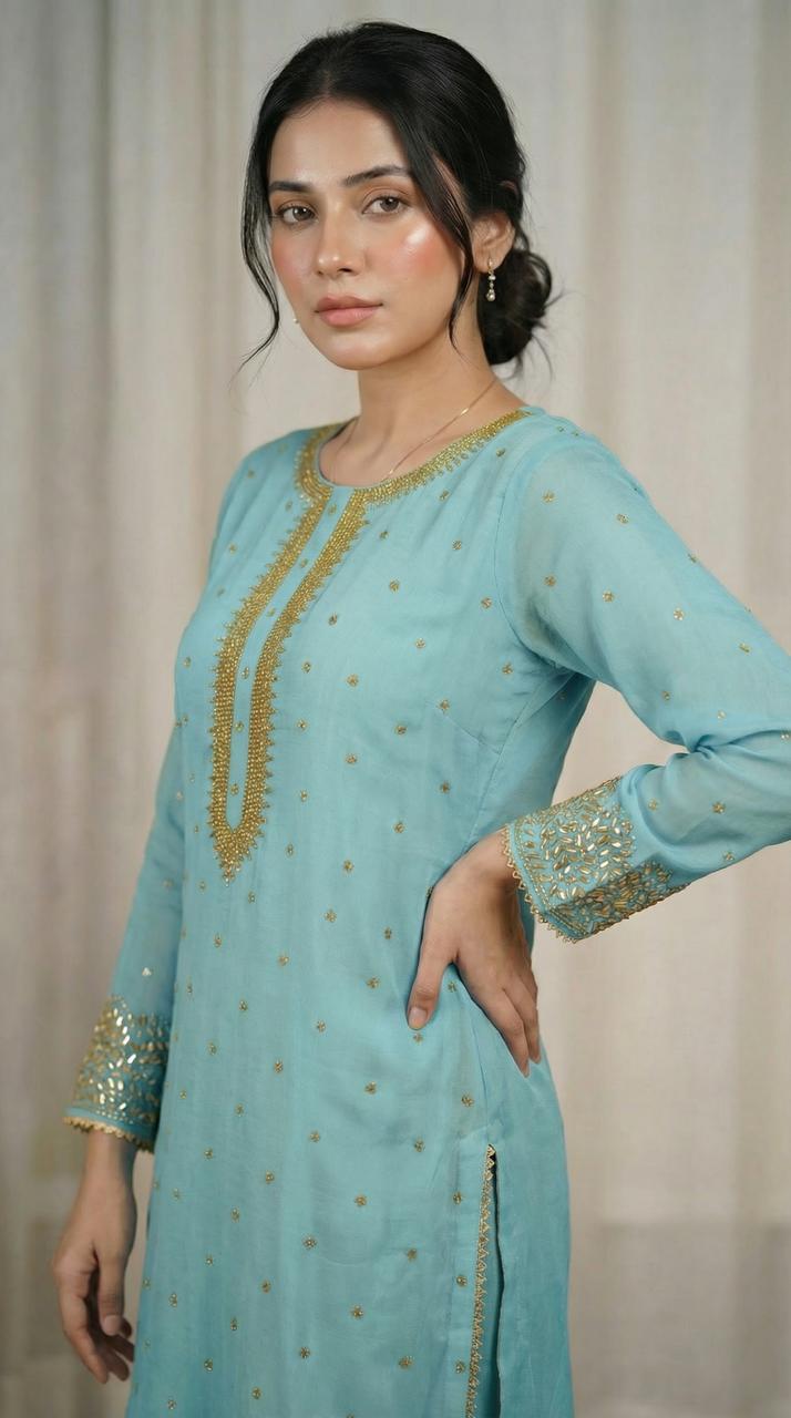 Mukesh Stone Chiffon Dress