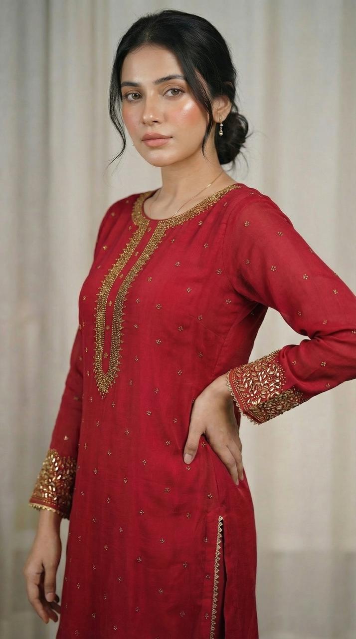 Mukesh Stone Chiffon Dress