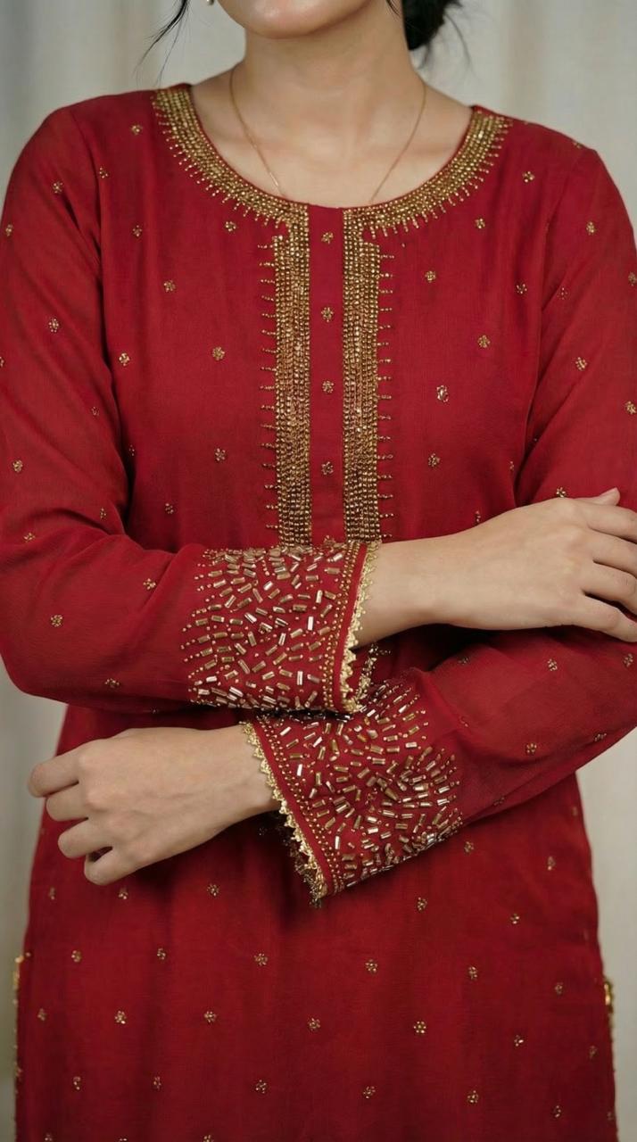 Mukesh Stone Chiffon Dress