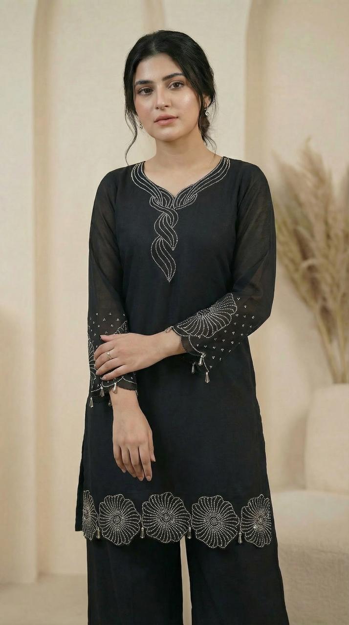 Stone Flower Chiffon Dress